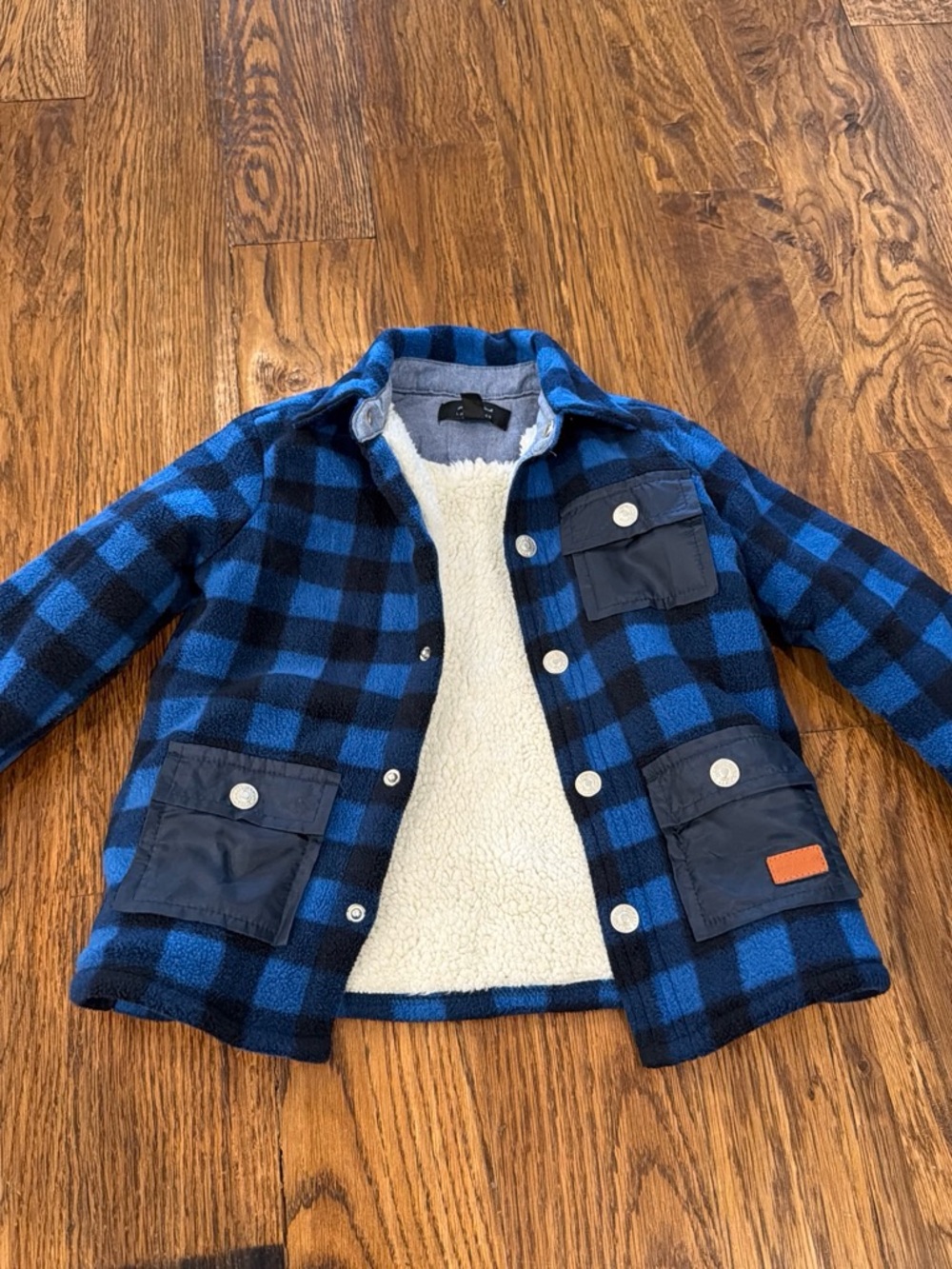 7 for all mankind Boys 3T Blue & Black Plaid Jacket